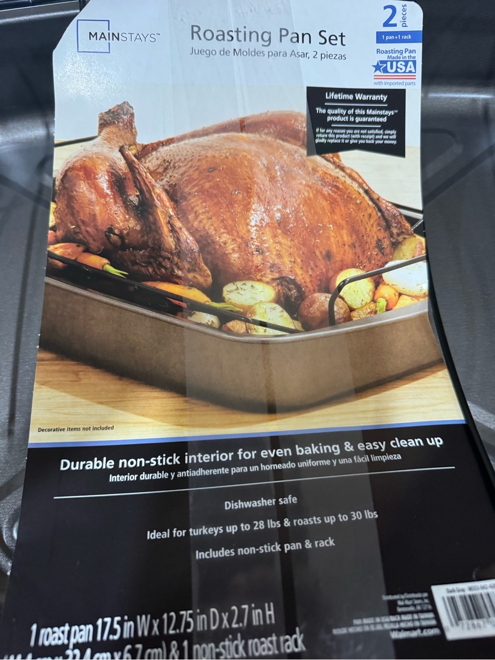 Mainstays Non-Stick Roasting Pan Set in Black - 2 Piece